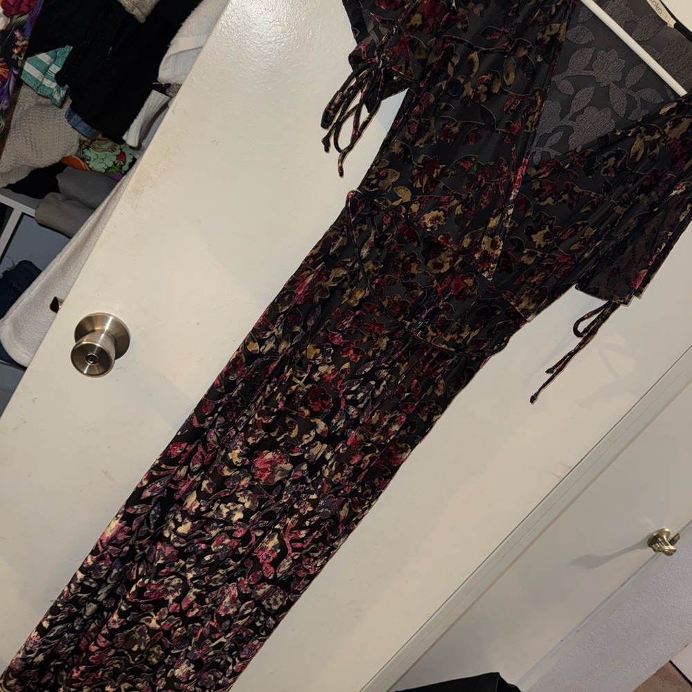 Floral Black and Red Maxi Dress